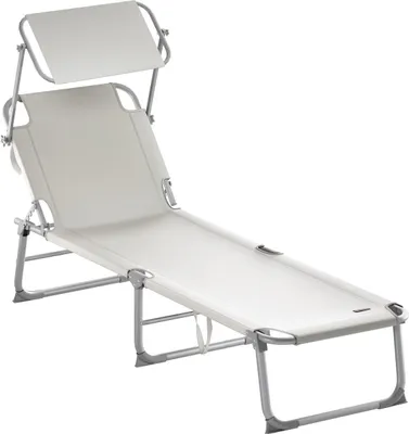 Produktbild von CASARIA® Gartenliege Wetterfest Sonnenliege Klappbar mit Dach 130kg Belastbar Tragbar Garten Camping Liegestuhl Faltbar Relaxliege Strandliege Beige