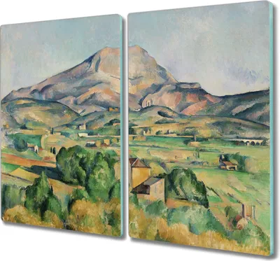 Produktbild von Coloray Herdabdeckplatte 2x30x52 cm Schneidebrett Kochplattenabdeckung Küchenbrett Hackbrett - Malerei Berge Natur