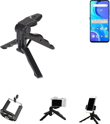 Produktbild von K-S-Trade Stativ Tisch-Ständer Dreibein Handy-Stativ Ständer kompatibel mit UMIDIGI A7s Mini-Stativ Smartphone Tripod Handy-Stativ aus Plastik