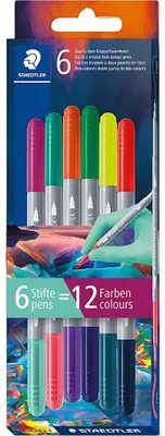 Produktbild von Staedtler 3280, 6 Farben, Gemischte Farben, Faser, Pappkarton