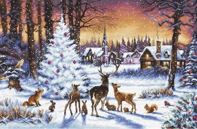 Zdjęcie produktu dla Zestaw do haftu krzyżykowego Letistitch "Świąteczne drewno"; wzór liczony, 46x30cm