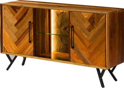 Image de MASSIVMOEBEL24 | Buffet en Bois de récupération 150x40x81 naturel laqué AVIGNON #110