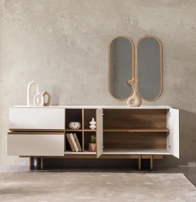 Image de Sideboard avec miroir Le design épuré de votre salle à manger
