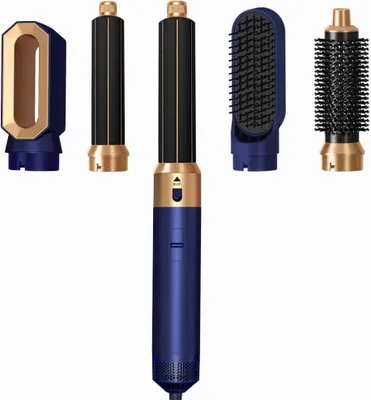 Produktbild von AIORBER Multifunkční horkovzdušný hřeben 5 v 1: automatická kulma, fén, narovnávací kartáč, modrý