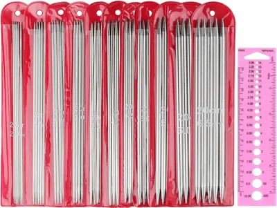 Immagine prodotto di Coopay Set di aghi da maglia in metallo 20cm 55 pezzi a doppia punta 2,0mm - 6,5mm per calze