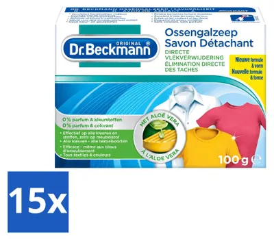 Produktbild von 15 x Dr. Beckmann Fleckenteufel Gallseife mit Aloe Vera, 100 g - Vorteilspackung - 15 Stücke