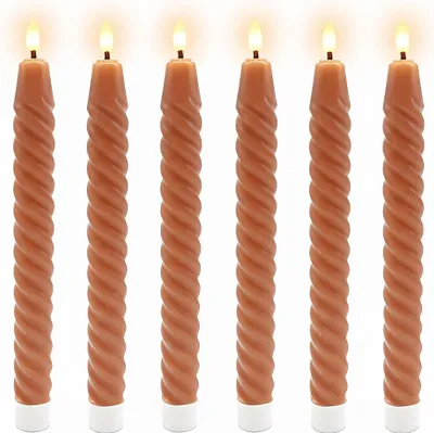 Image de Bougies coniques sans flamme à LED, en cire véritable, lot de 6