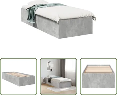 Produktbild von The Living Store Bettgestell Betongrau 75x190 cm Holzwerkstoff