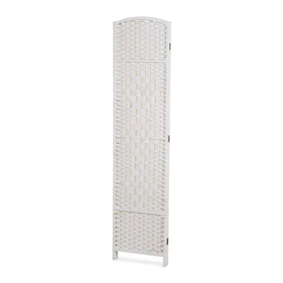 Image de Paravent Relaxdays, H x L : 170 x 120 cm, paravent pliable, paravent en 3 panneaux, bois et corde en papier, blanc