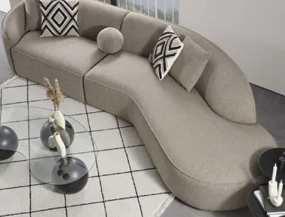 Produktbild von Casa Padrino Luxus Sofa Grau 340 x H. 95 cm - Gebogenes Wohnzimmer Sofa - Hotel Sofa - Wohnzimmer Möbel - Hotel Möbel - Luxus Möbel - Luxus Einrichtung - Wohnzimmer Einrichtung