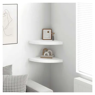 Produktbild von Schwebende Eckregale 2 Stück, Weiß 35x35x3,8 cm aus MDF