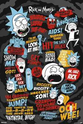 Immagine prodotto di Rick and Morty - Citazioni - Nero - Stampa poster - Dimensioni 61x91,5 cm