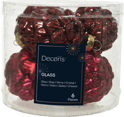 Produktbild von Christbaumschmuck Zapfen Glas Ø 5 cm Länge 7 cm 6 Stück ochsenblut