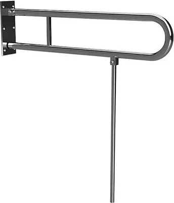 Produktbild von BELP Stützklappgriff in U-Form mit Standfuß Edelstahl poliert 100x800x829 mm, 120 kg Traglast für Bad & WC >> zum Bohren