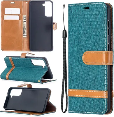 Produktbild von König Design Hülle kompatibel mit Samsung Galaxy S21 Kunstleder Handyhülle - Handy Case Grün