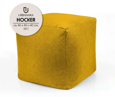 Produktbild von URBANARA Sitzsack-Hocker 85l senfgelb Basic-Comfort mit Wäschesack