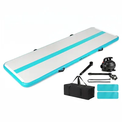 Obrázok produktu pre KOMFOTTEU Gymnastická podložka, nafukovacia joga podložka hrubá 11 cm, protišmyková gymnastická podložka s pumpou, cvičná podložka s rúčkami a taškou na prenášanie, vhodná na domáce a vonkajšie použitie, športová podložka na jogu, tréning a fitness