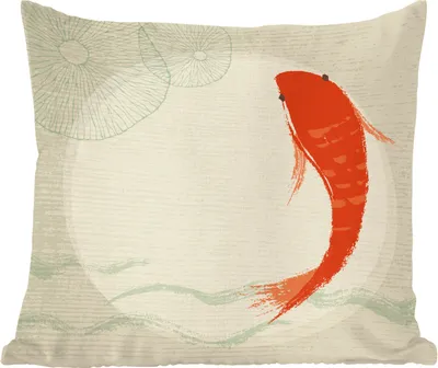 Produktbild von MuchoWow® Zierkissen Sofakissen Wohnzimmer Dekokissen 45x45 cm Handgezeichnete Kois in Transparenz - Schlafpolster - Polster für das Sofa