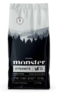 Produktbild von Monster Dog Original Dynamite 17kg Glutenfreies Trockenfutter für aktive erwachsene Hunde mit Huhn und Pute