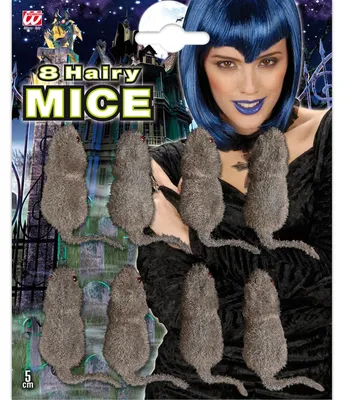 Image de Souris poilues Halloween set de 8 pièces gris 5cm - taille unique