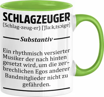 Produktbild von Schlagzeug-Spieler Geschenk Drummer Tasse Geschenkidee Spruch Schlagzeuger Definition Schlagzeuger (Grün)