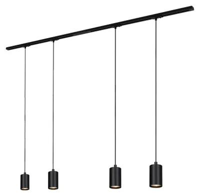 Immagine prodotto di Sistema a binario Briloner Rail, set completo, 4x pendenti GU10, alimentazione, nero, 1,5 m