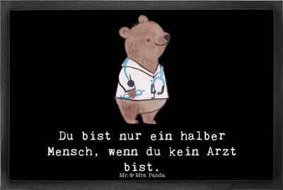 Produktbild von Mr. & Mrs. Panda Schmutzfangmatte Arzt Herz 40 x 60 cm - Schwarz - Geschenk, Arztpraxis, Fussmatte, Krankenhaus, Spruch, Gummimatte, Schmutzmatte, fußmatte, Eingangsmatte