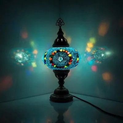 Immagine prodotto di Lampada da tavolo Mozaïek - Lampada turca fatta a mano - Lampada decorativa marocchina - Ø 19 cm, altezza 34 cm - LED E14 incluso