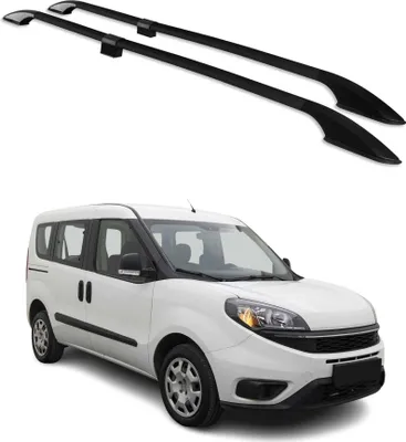 Image de Barres de toit longitudinales pour Fiat Doblo 2010-2021 L1 Aluminium Noir 2Pcs