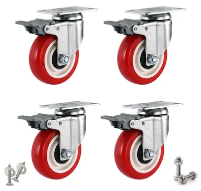 4 schwere Rollen mit Bremse, 100 mm, bis 600 kg