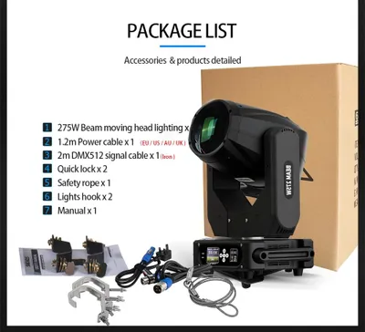 Image de Projecteurs à tête mobile - Puissance 275 W - DMX512 - Double prisme - 100–240 V - Prise européenne - Pour scène et DJ