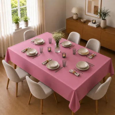Imagen del producto de Mantel de 130 x 225 cm para la cocina y la mesa de comedor, en color rosa pastel
