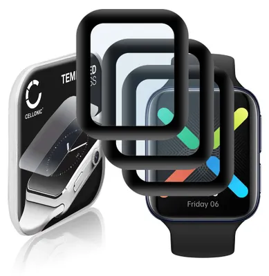 Image de 3x Protection d'écran en verre compatible avec Oppo Watch - 46mm (3D Full Cover, résistance 9H, 0,33mm, Full Glue) - protège écran montre connectée sport gps fitness