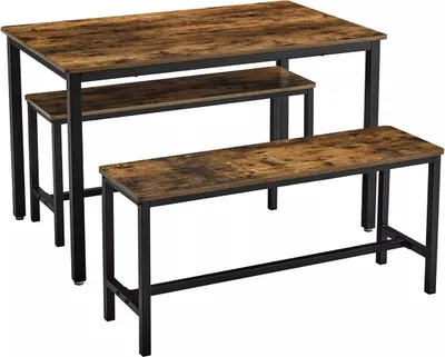 Imagen del producto de Mesa de cocina y jardín Match con bancos Claudine - Mesa de comedor para cocina - Rectangular - 110 x 70 x 75 cm - Para 4 a 6 personas - Blanca