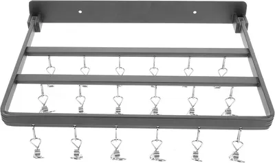 Produktbild von Platzsparender, faltbarer Wäscheständer aus Aluminium mit 26 Klammern zum Trocknen von Socken und Unterwäsche