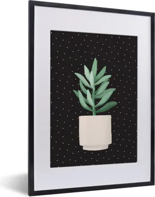 Produktbild von MuchoWow® MuchoWow® Gerahmtes Poster Zimmerpflanze - Sukkulente - Blumentopf 30x40 cm - Poster mit zchwarzem Bilderrahmen - Wandposter Schlafzimmer