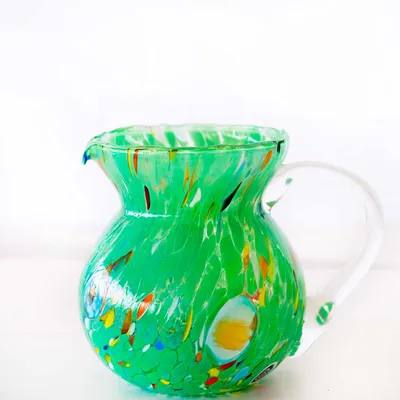Gläserset, 6 mundgeblasene Gläser, 350 ml, grasgrün, handgefertigt