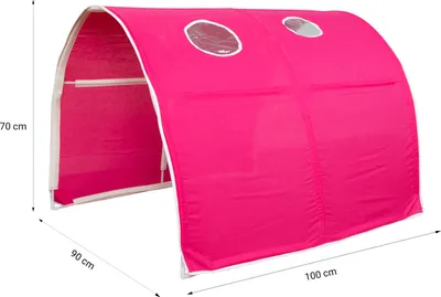 Produktbild von Homestyle4u Betttunnel für Hochbett Pink Zubehör Baumwolle Schwarz Weiß 100x90x70 cm
