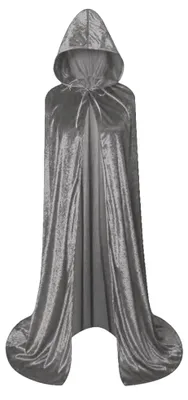 Samt-Cape mit Kapuze für Erwachsene, 160 cm, grau
