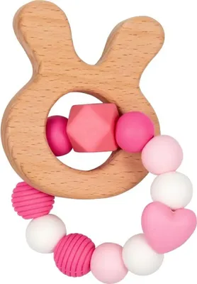 Produktbild von BabyGlück - Silikon-Holz-Beißring, rosa