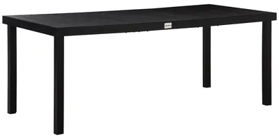 Image de Table de jardin Outsunny en aluminium 190 x 90 cm, résistante aux intempéries, table de terrasse aspect bois, table à manger pour 8 personnes, table d'extérieur pour balcon, pieds réglables, noir