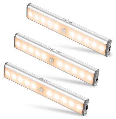 LED-Schrankleuchte mit Bewegungssensor, 10er-Pack, warmweiß, Akku