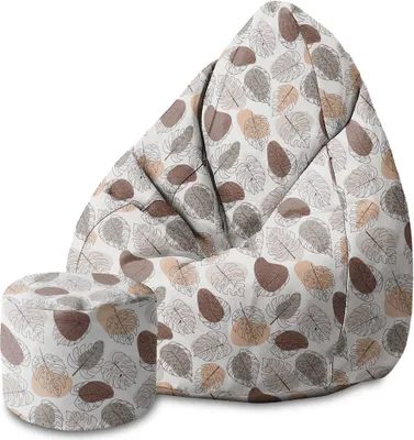 Produktbild von Dreamroots Dreamroots Bean Bag 80x80x120cm Sitzsack mit Lehne und Hocker und Bezug Sack Bubibag Sitzsack Sitzsack Füllung Monstera Lineart
