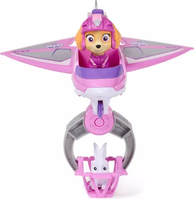 Produktbild von PAW Patrol Air Rescue - Skyes Rettungsflugzeug mit einziehbarer Klaue und Rettungskorb, mit Skye Spielfigur und Hase (Basis Fahrzeug), Flugzeug, 3 Jahr(e), Kunststoff, Pink, Weiß