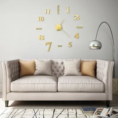 Produktbild von vidaXL 3D-Wanduhr Modernes Design 100 cm XXL Golden