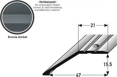 Produktbild von Abschlussprofil / Abschlussleiste Laminat "Huntsville", Einfasshöhe: 8.5 mm / 15.5 mm, Aluminium eloxiert, gebohrt / selbstklebend-bronze dunkel-2700-gebohrt-15.5
