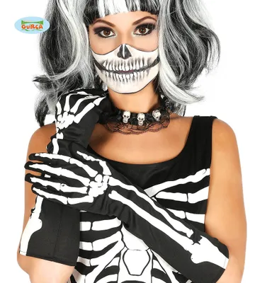 Immagine prodotto di Scheletro Halloween guanti lunghi spaventoso partito vestito costume accessori mano, colore: nero