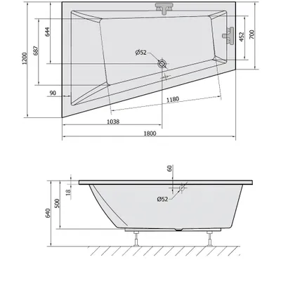 Zdjęcie produktu dla Wanny Polysan - Wanna asymetryczna Triangl L Slim, 1800x1200x500 mm, lewa, biała 19611S