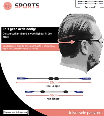 Imagen del producto de Banda ajustable para gafas deportivas, resistente al agua, talla M, 2 unidades, para actividades deportivas