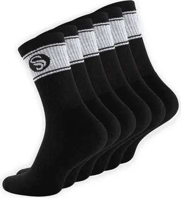 Produktbild von Stark Soul® 6 Paar Sportsocken im RETRO Design - Frotteesohle 43-46 schwarz